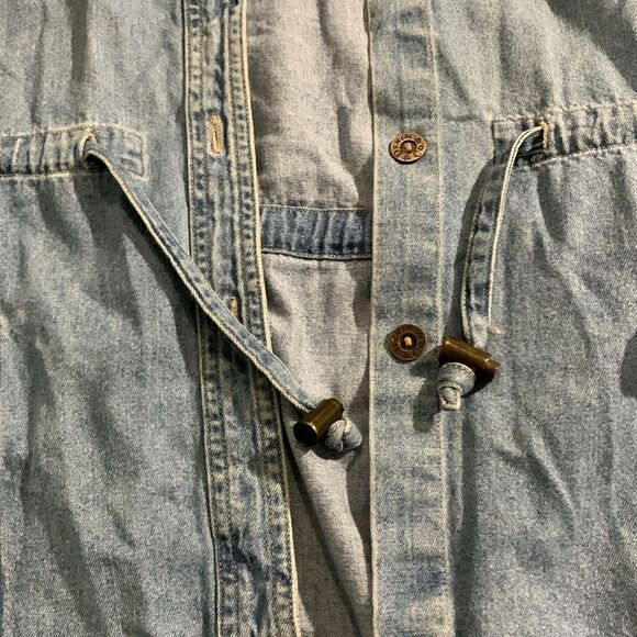 Denim & Co button up cinch waist vintage denim jacket - Picture 5 of 7